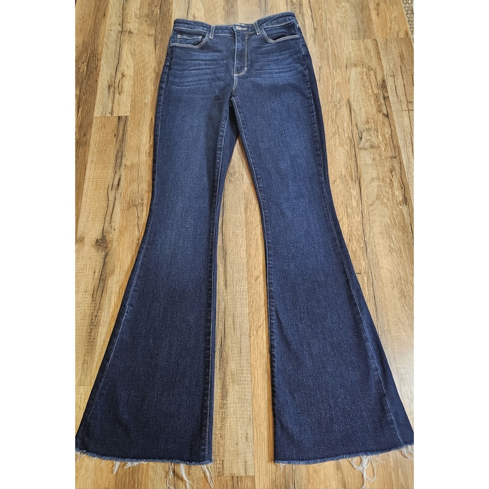 L'agence Marty Flare Bootcut Mid Rise Denim Jeans Women's Size 27 Raw Hem